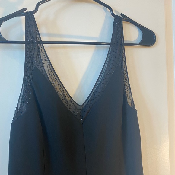 Evan-Picone Black Sleeveless V-neck Beaded sheer Appliqué Front, size 12 - Picture 3 of 10